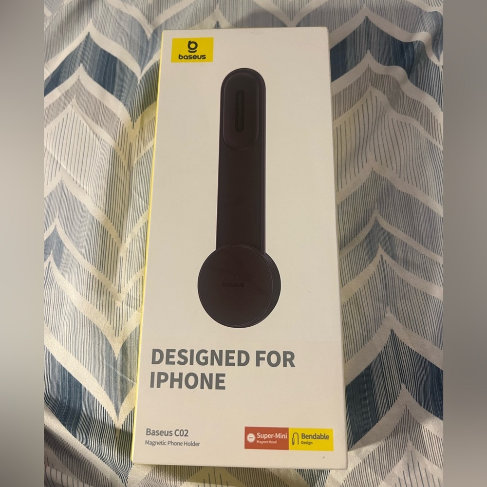 Baseus C02 Magnetic Phone Holder, Designed for iPhone, Bendable, new/sealed pkg.